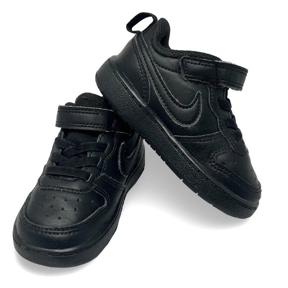 NIKE Court Borough Low 2 | Toddler 6C [BQ5453-001] Triple Black - Picture 1 of 8